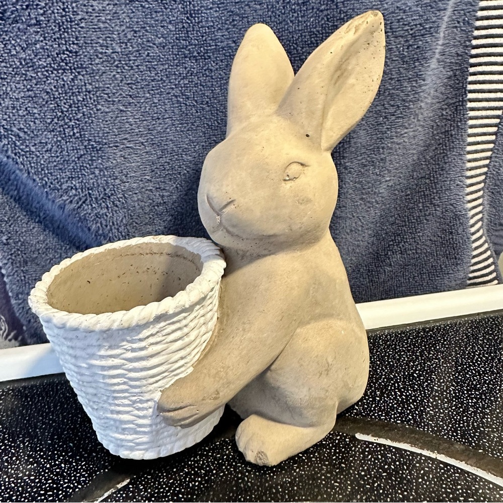 SALE!! Concrete bunny plant holder pot
